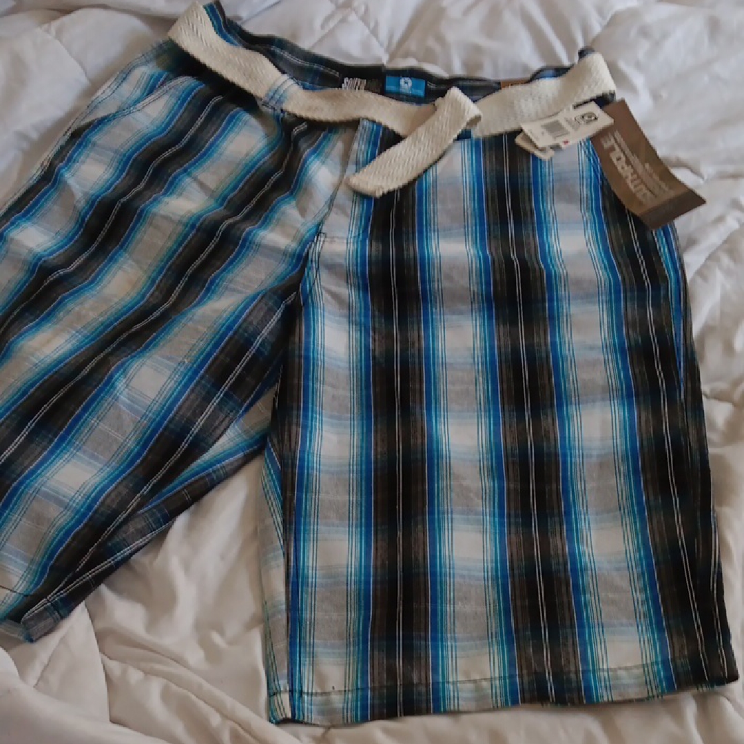 Southpole Blue And Black Plaid Shorts Nwt With Belt